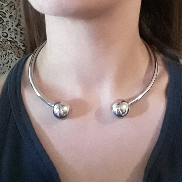 New Unique 2 Piece Metal Ball Open Collar Necklace & Bracelet Set - Picture 15 of 16